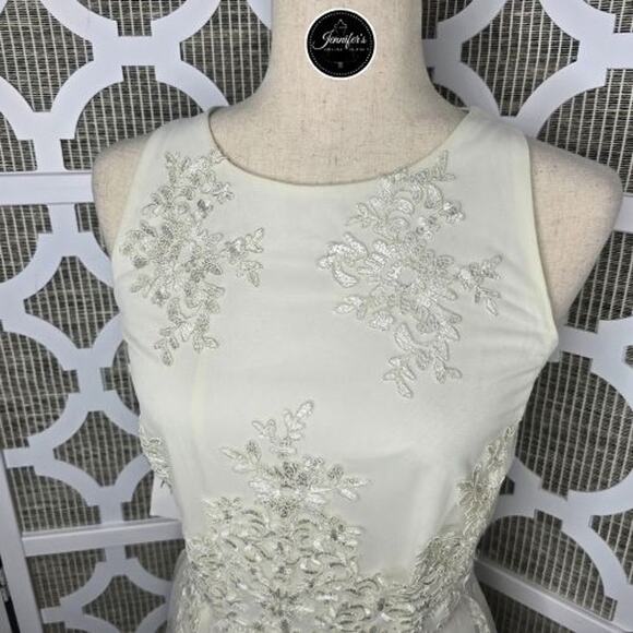 Taylor NWT Cream Embroidered Lace Sleeveless Fit & Flare Dress Size 10 - Picture 2 of 14